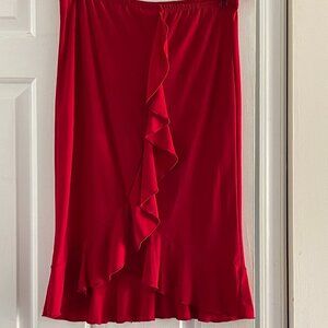 ONE FASHION Brand red asymmetrical ruffled ruffles skirt - stretchy - Medium